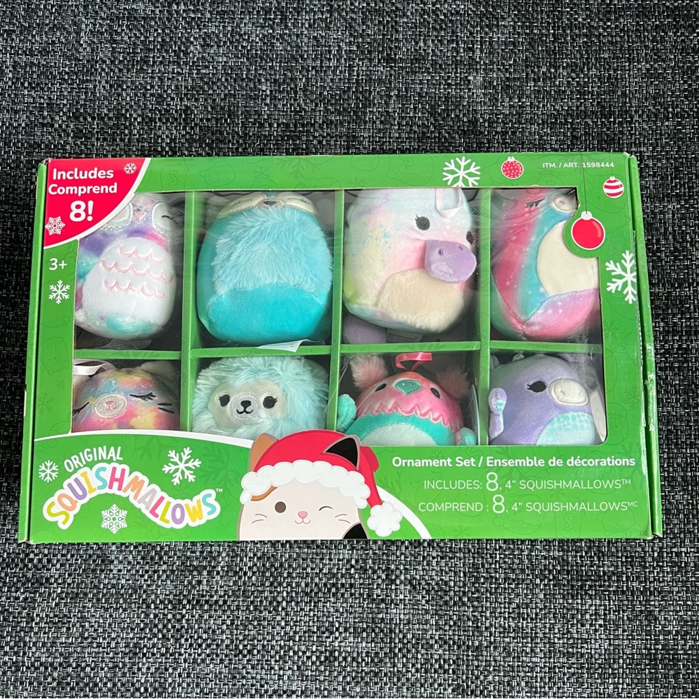 NIB Squishmallow Plush Ornament Set of 8